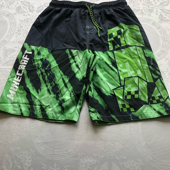 Minecraft Graphics Boys Size 14-16 Swimming Trunks Shorts Mesh Lining Elastic - Picture 12 of 13
